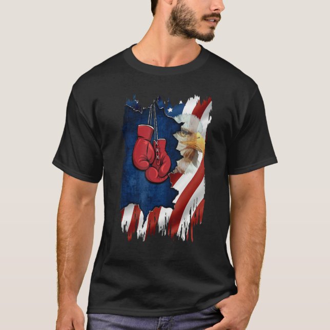 American Flag Boxer  Boxing  For Mens 4th July Day T-Shirt (Vorderseite)