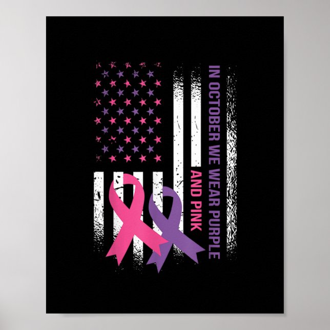 American Flag Breast Cancer and Domestic Violence Poster (Vorne)