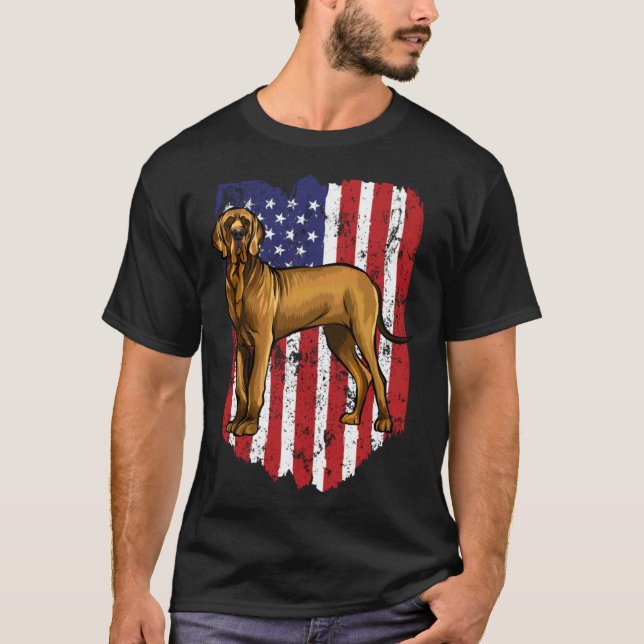 American Flag Brown Great Dane 4th Of July USA T-Shirt (Vorderseite)