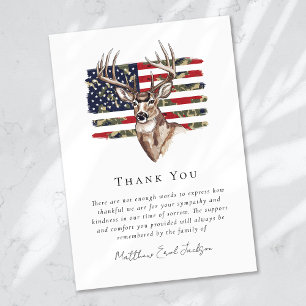 American Flag Buck Deer Beileid Beerdigung Dankeskarte