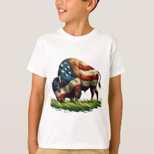 American Flag Buffalo Bison T-Shirt