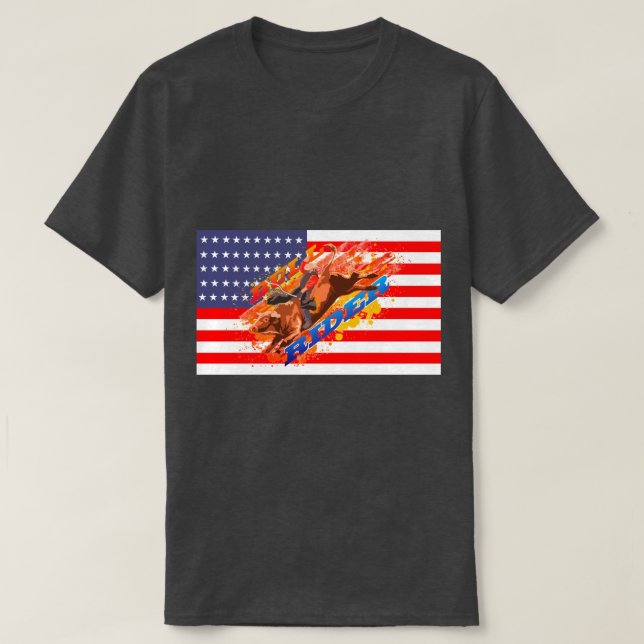 American Flag Bull Rider T-Shirt (Design vorne)