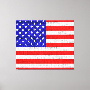 American Flag Burlap Linen Rustic Jute Leinwanddruck
