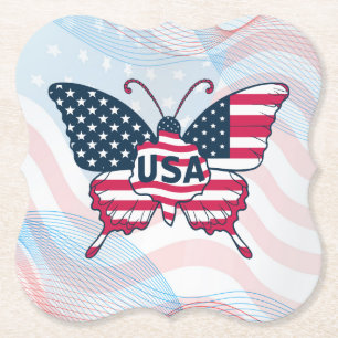 American Flag Butterfly Design-62616 Untersetzer