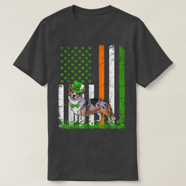 American Flag Cardigan Welsh Corgi Dog Lovers St P T-Shirt (Design vorne)