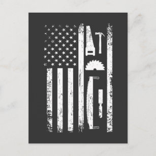American Flag Carpenter Tools Woodworker Handwerke Postkarte