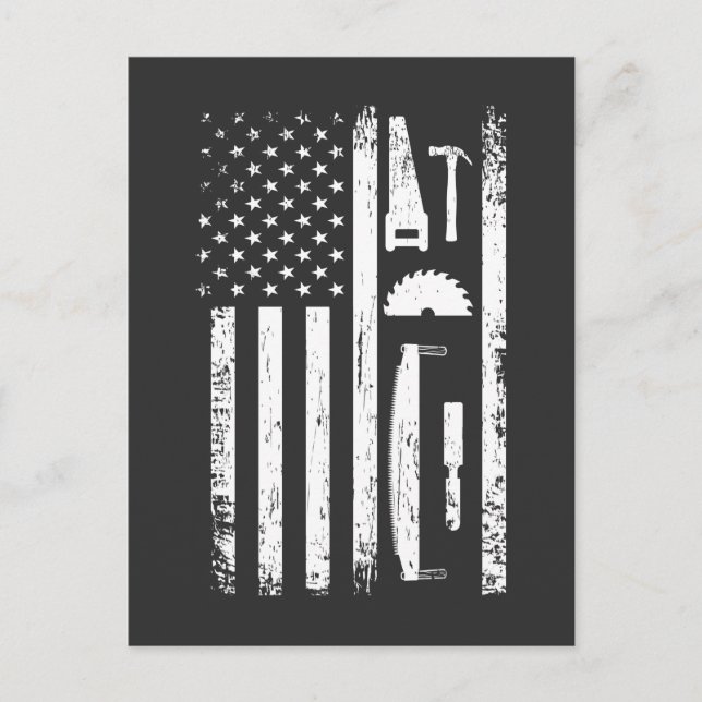 American Flag Carpenter Tools Woodworker Handwerke Postkarte (Vorderseite)
