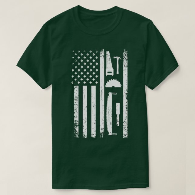 American Flag Carpenter Tools Woodworker Handwerke T-Shirt (Design vorne)