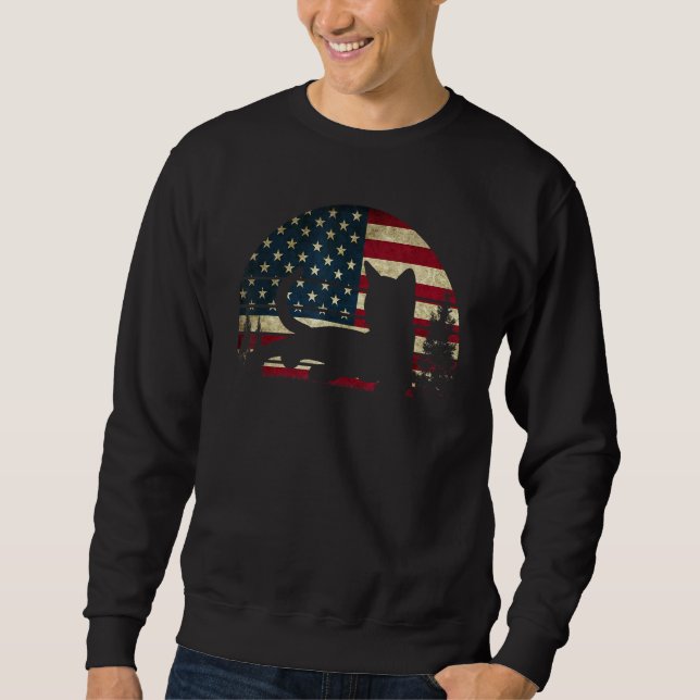 American Flag Cat Kitty Patriotic 4th Of July Kitt Sweatshirt (Vorderseite)