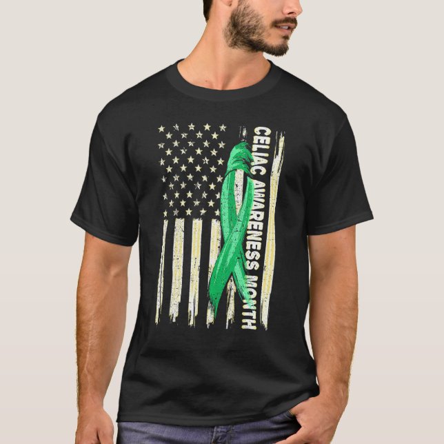 American Flag Celiac Ribbon for Celiac Awareness m T-Shirt (Vorderseite)