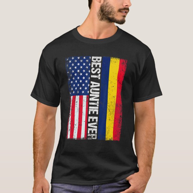 American Flag Chad Flag Best Auntie Ever Family T-Shirt (Vorderseite)