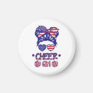 American Flag Cheer Girl 4. Juli USA Patriotic Ch Magnet
