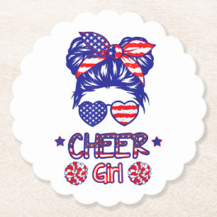 American Flag Cheer Girl 4. Juli USA Patriotic Ch Untersetzer