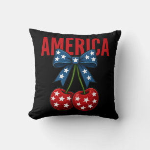 American Flag Cherry Bow Coquette Kissen