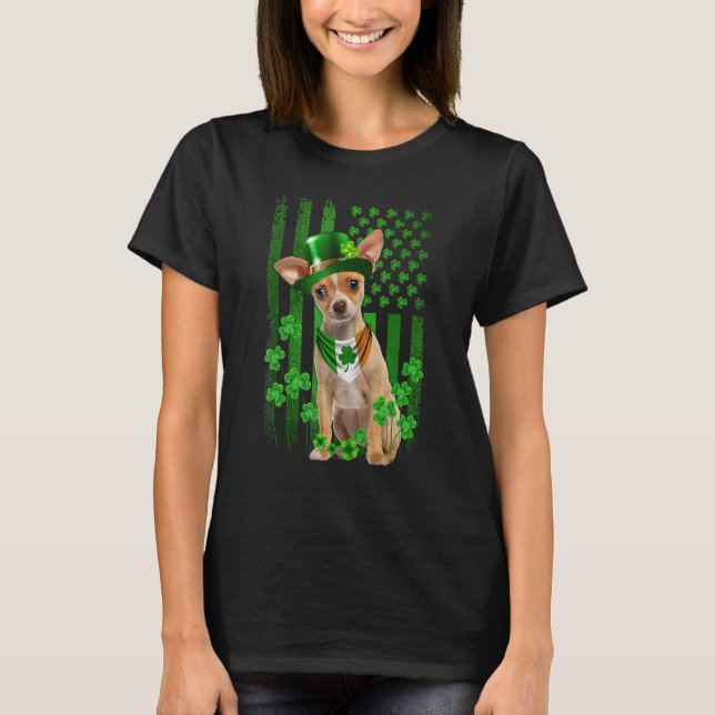 American Flag Chihuahua Dog Hat Irish St Patricks  T-Shirt (Vorderseite)
