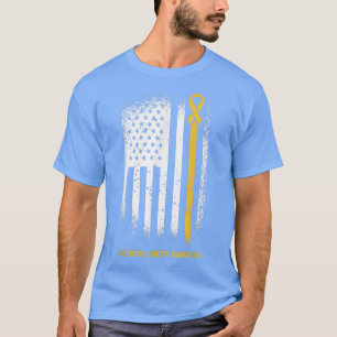 American Flag Chilhood Cancer Awareness Ribbon Wa T-Shirt