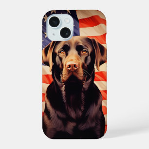 American Flag Chocolate Labrador iPhone 15 Hülle