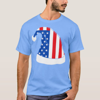 American Flag Christmas Hat Tshirt