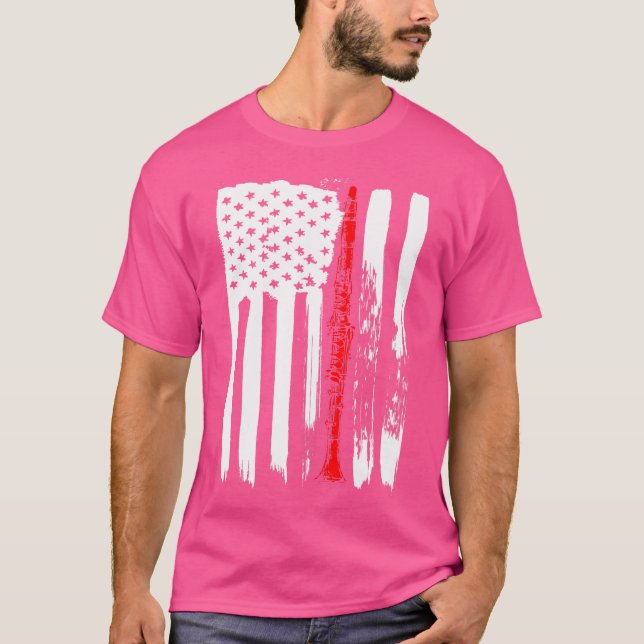 American Flag Clarinet Tshirt Flute Musician Insta (Vorderseite)
