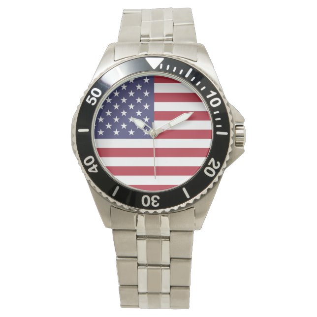 American Flag Classic Stainless Steel Watch Armbanduhr (Vorderseite)