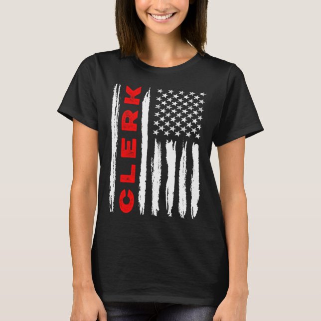 American Flag Clerk US USA Flag T-Shirt (Vorderseite)