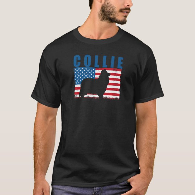 American Flag Collie Premium T-Shirt (Vorderseite)