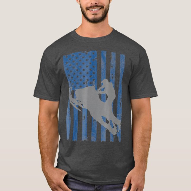 American Flag Cool Snowmobile T-Shirt (Vorderseite)