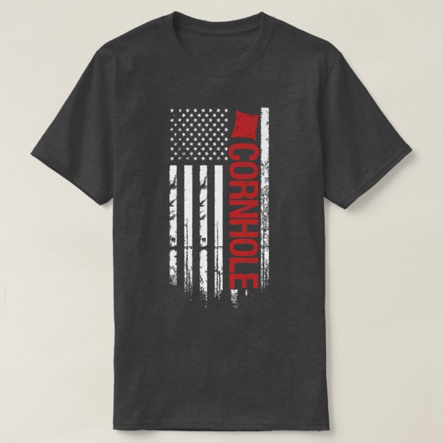 American Flag cornhole USA Patriotic Father's Day  T-Shirt (Design vorne)