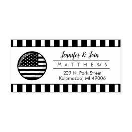 American Flag Couple Monogram Rücksendeadresse Permastempel