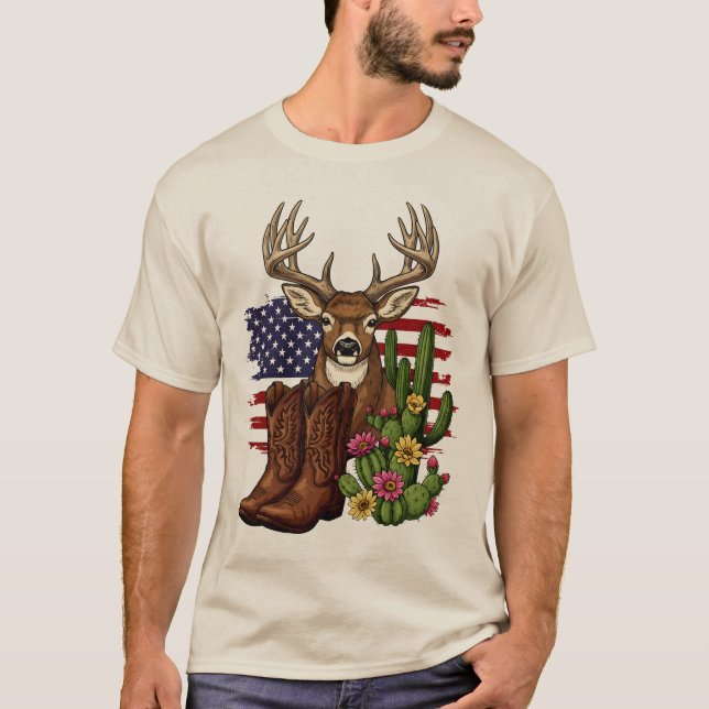 American Flag Cowboy Boots Hunter Gift T-Shirt (Vorderseite)