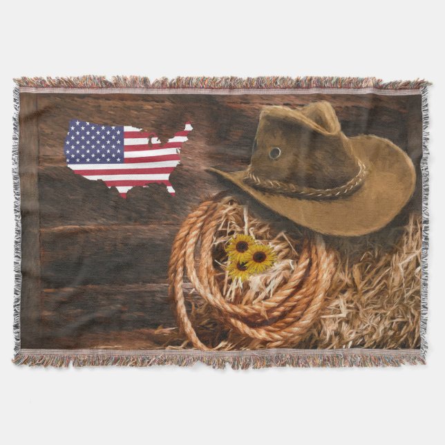 American Flag Cowboy Hat lasso Decke (Vorderseite)