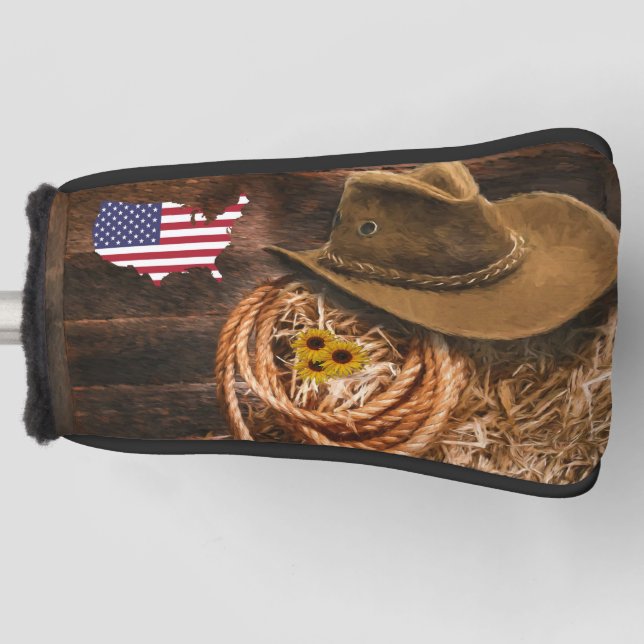 American Flag Cowboy Hat lasso Golf Headcover (Vorderseite)