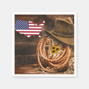 American Flag Cowboy Hat lasso Serviette