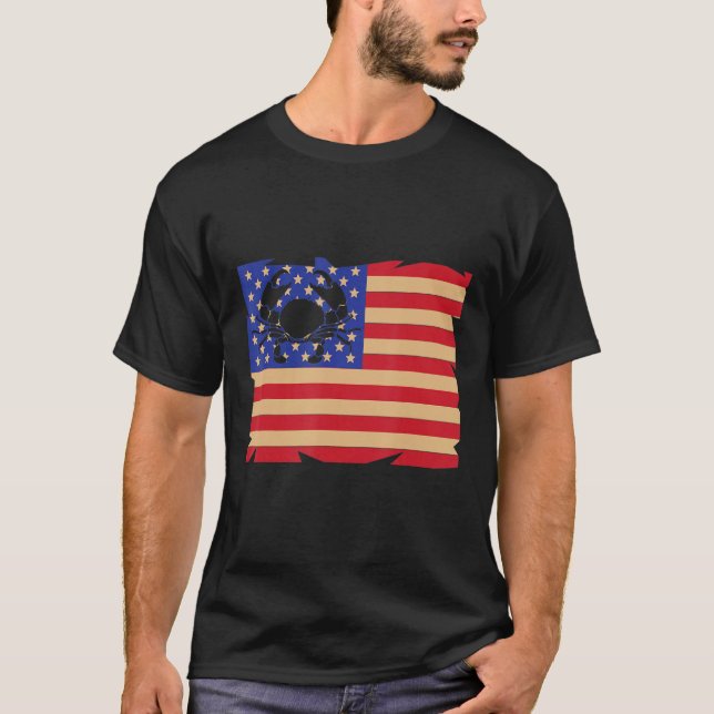 American Flag Crabs Addict Crabbing Blue Crab T-Shirt (Vorderseite)