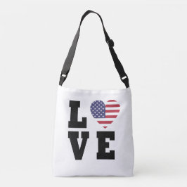 American Flag Crossbody Bag - Patriotische Liebe Tragetaschen Mit Langen Trägern