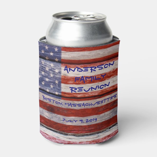 American Flag, Custom Family Wiedersehen Dosenkühler (Kanne Vorderseite)