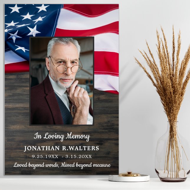American Flag Custom Foto Patriotic Memorial Poster (Von Creator hochgeladen)