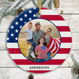 American Flag Custom Foto Patriotic Weihnachten Keramik Ornament