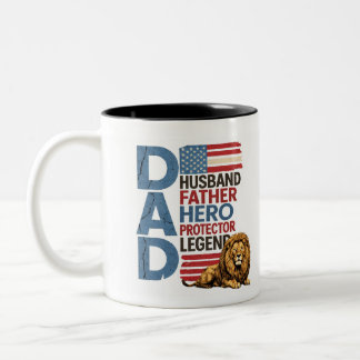 American flag Dad Lion Patriotic Mug Zweifarbige Tasse