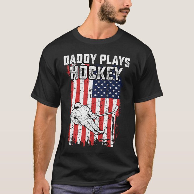 American Flag Daddy Hockey USA Patriotic 4th Of Ju T-Shirt (Vorderseite)
