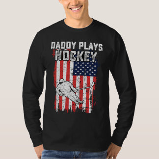 American Flag Daddy Hockey USA Patriotic 4th Of Ju T-Shirt