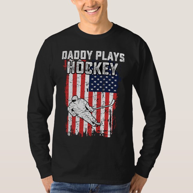 American Flag Daddy Hockey USA Patriotic 4th Of Ju T-Shirt (Vorderseite)