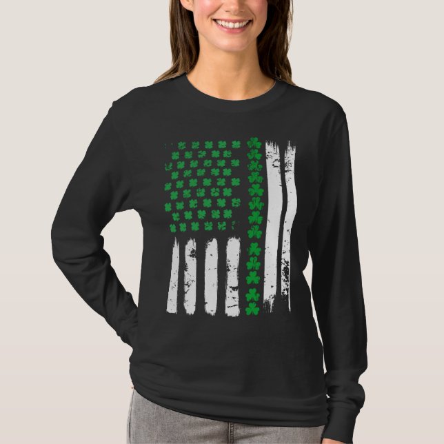 American Flag DayShamrock USA Flag St Patick s day T-Shirt (Vorderseite)