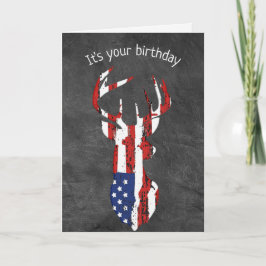 American Flag Deer Birthday Karte