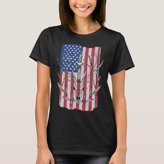 American Flag Deer Hunting T-Shirt (Vorderseite)
