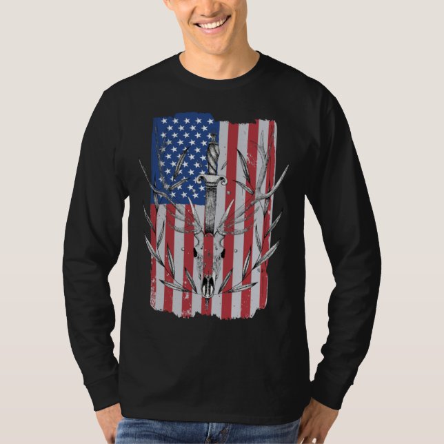 American Flag Deer Hunting T-Shirt (Vorderseite)