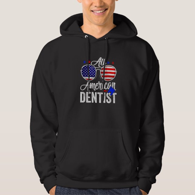 American Flag Dentist 4th Of July Patriotic Men Wo Hoodie (Vorderseite)