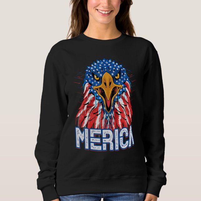 American Flag Design Bald Eagle Mullet 4. Juli Sweatshirt (Vorderseite)