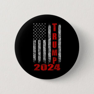 American Flag Design Trump 2024 Button