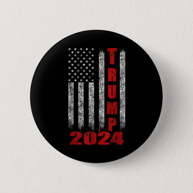 American Flag Design Trump 2024 Button (Vorderseite)